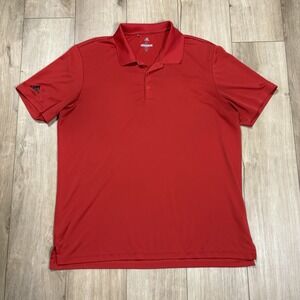 Adidas Polo Shirt Mens Size Extra Large XL Solid Red Short Sleeve Golf Active